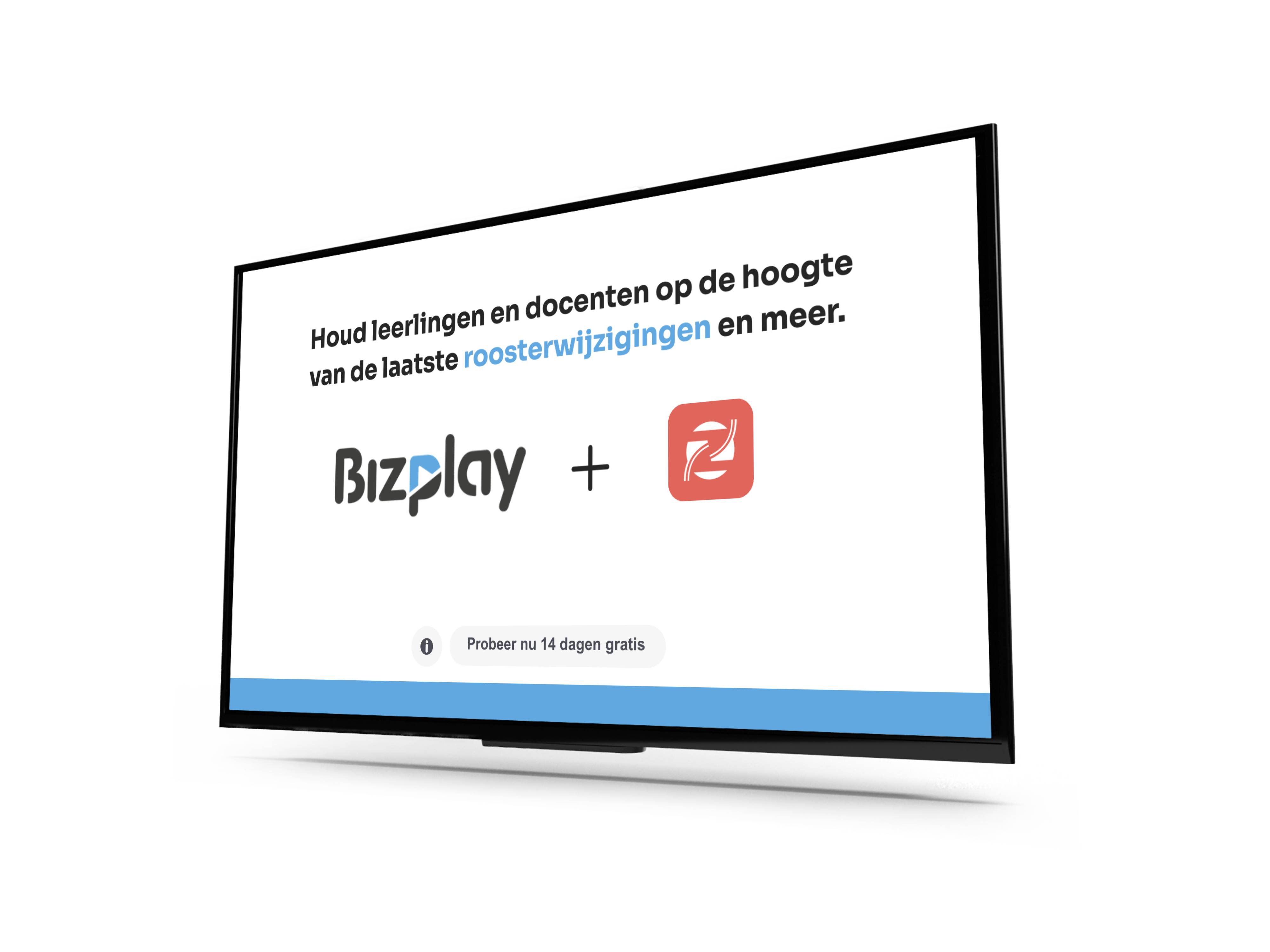 narrowcasting in het onderwijs met zermelo koppeling-Bizplay